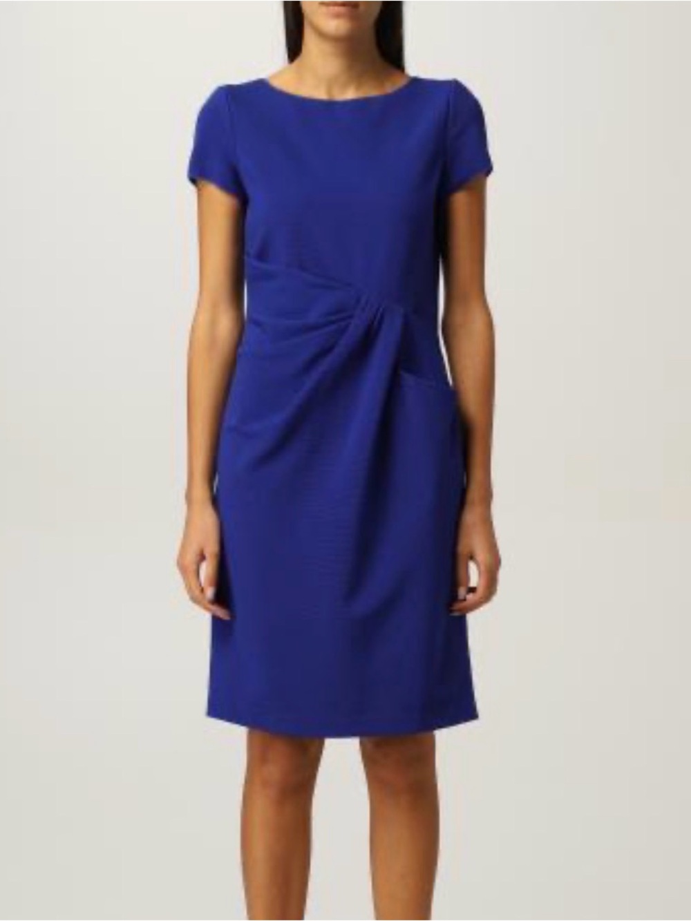 Emporio Armani Royal Blue Ruched Draped Sheath Dress US 8 IT 44